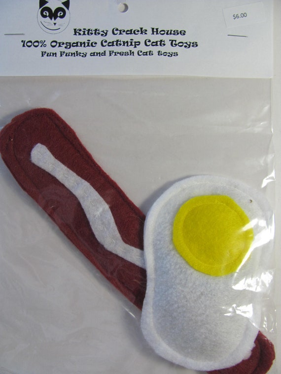 Egg and Bacon Organic Catnip filled Cat Toy by KittyCrackHouse
