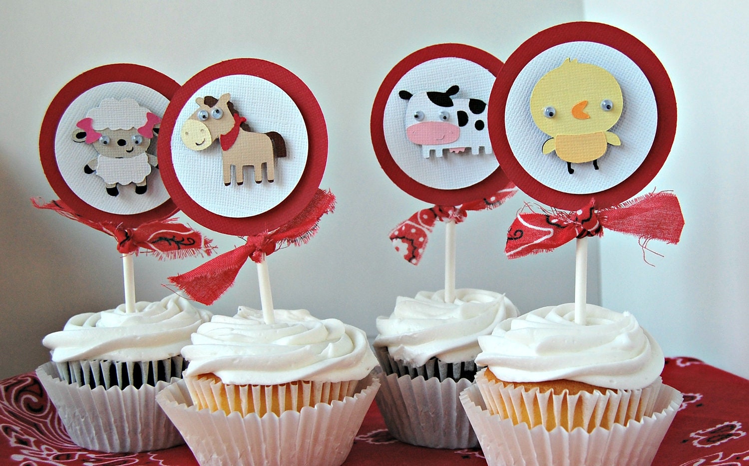 Farm Themed Birthday Party Cupcake Toppers Barnyard Animals