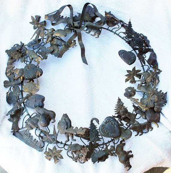 Items similar to Vintage Brass Dresden All Holiday Wreath on Etsy
