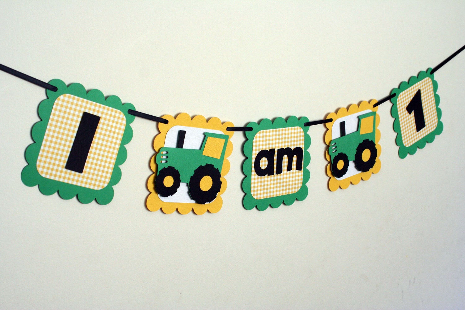 Green & Yellow Tractor Highchair I am 1 Banner by AngiesDesignz