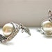 Pearl and Rhinestone Vintage Clip On Earrings Silver Costume Jewelry Patent Stamped Date