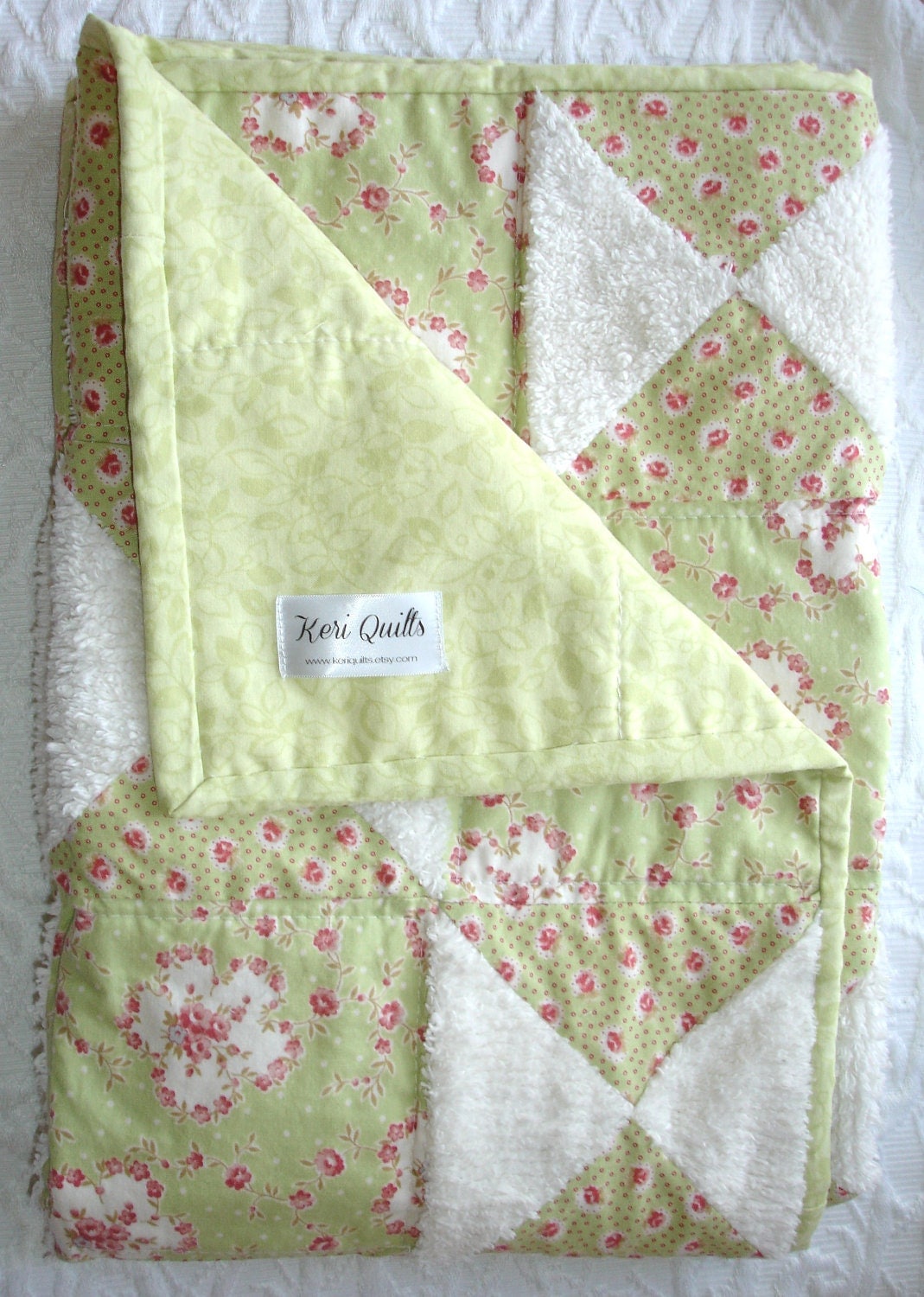 baby girl shabby chic chenille and mint green quilt by keriquilts baby girl shabby chic chenille and mint green quilt by keriquilts