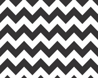 Clearance-Medium Chevron Cotton-Black by Riley Blake- 1 yard