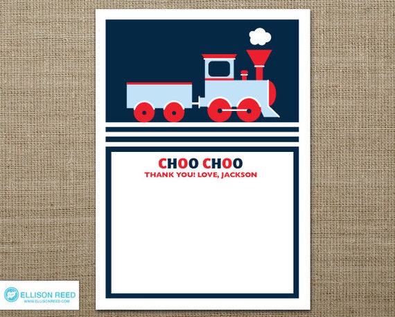 Train Printable - Train Birthday - Train Thank You Note - choo choo - printable party - 2nd birthday - first birthday - boy birthday - red Il_570xn