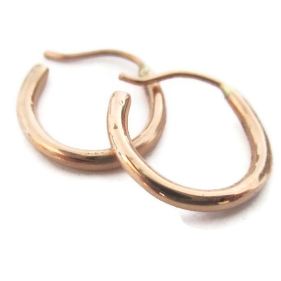 Items similar to 14K Rose Gold Hoops Small Solid Gold Huggie Hoop ...