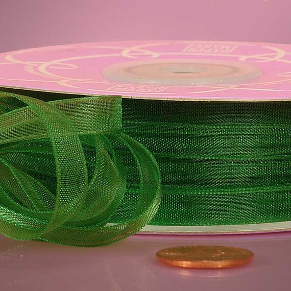 Items similar to Green Sheer Organza Ribbon 3/8" 3/8 inches - 2 yards ...