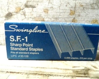 Vintage Office Supplies, Swingline Staples, Staples in Paper Box, S.F. - 1, SF1, Industrial, Retro Mad Men
