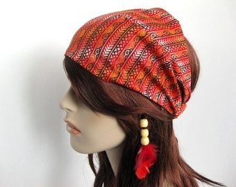Island Head Wrap Mediterranean Womens Headband Dreadband Gypsy Hippie Bandana Headband Brown Red Orange Womens Gift for Her, Gift Ideas