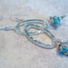 Turquoise Silver Hoop Dangle Earrings