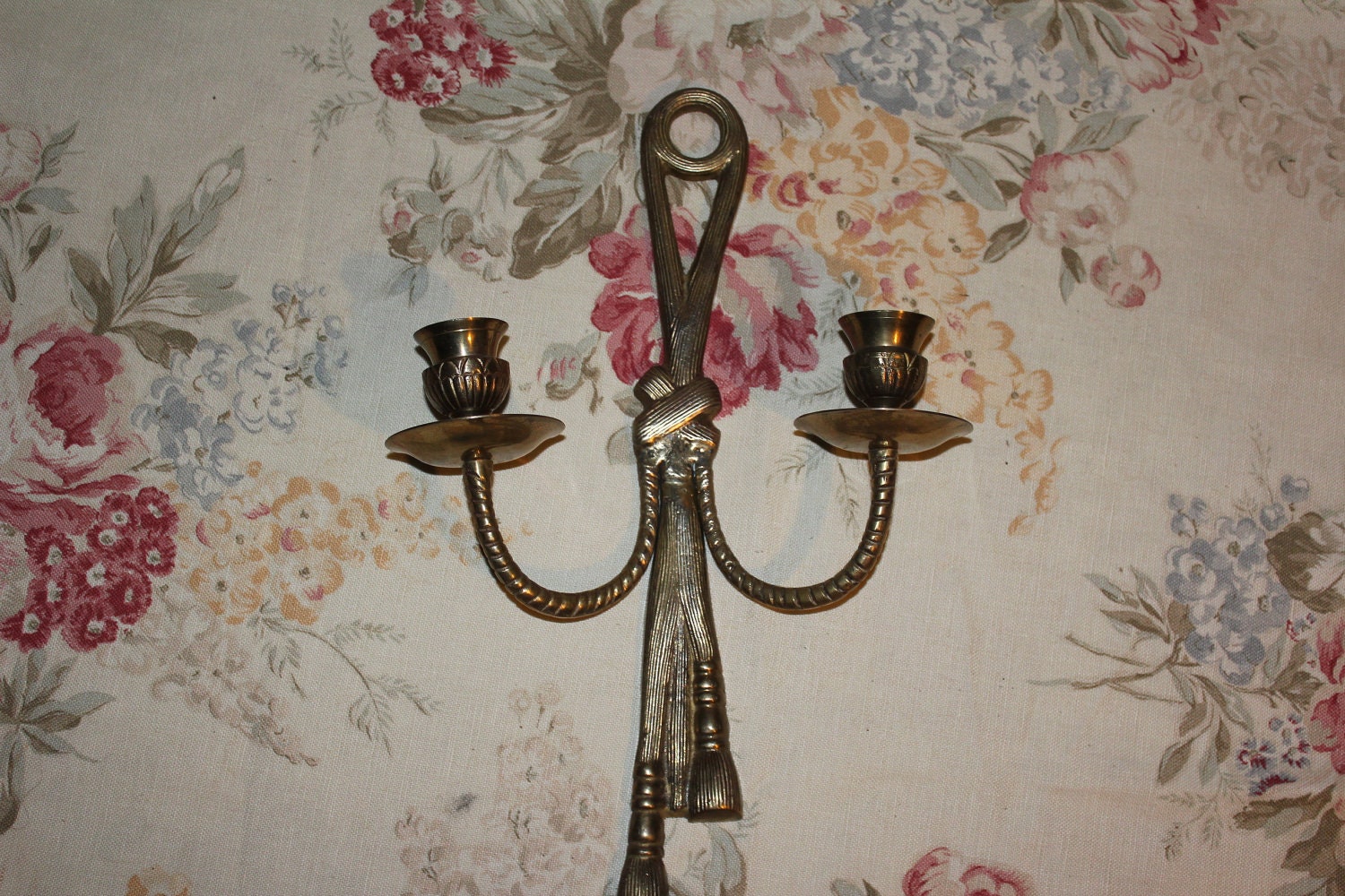 Brass Candle Holder Vintage Ribbon Style Double Candle Holder