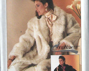Misses Connoisseur Collection Lined Faux Fur Coat Pattern, Simplicity 7078, Sizes S,UNCUT