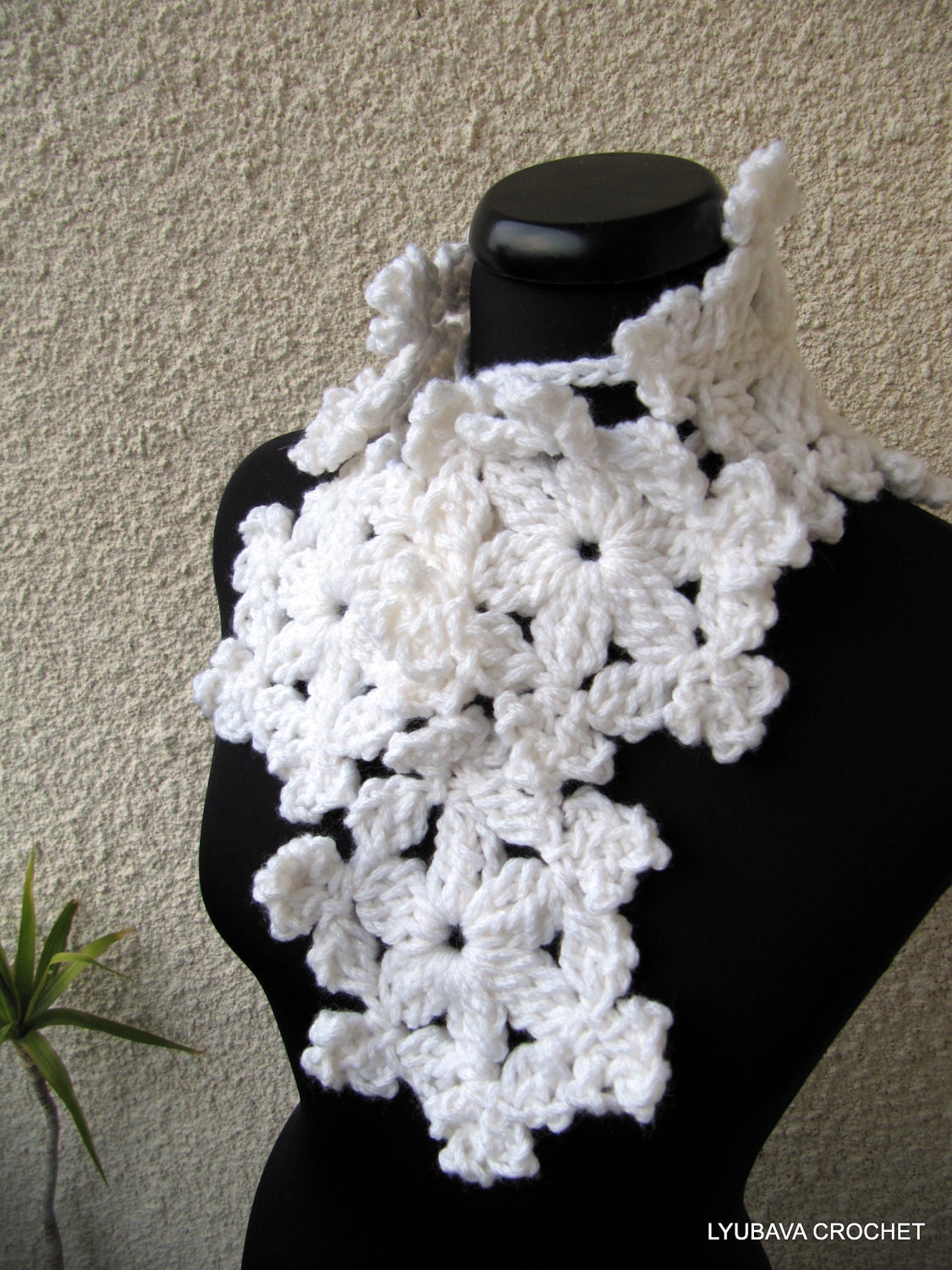 Crochet PATTERN Christmas Scarf Snowflake Garland DIY