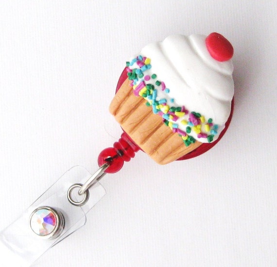 Confetti Cupcake ID Badge Holder Decorative Badge Clips