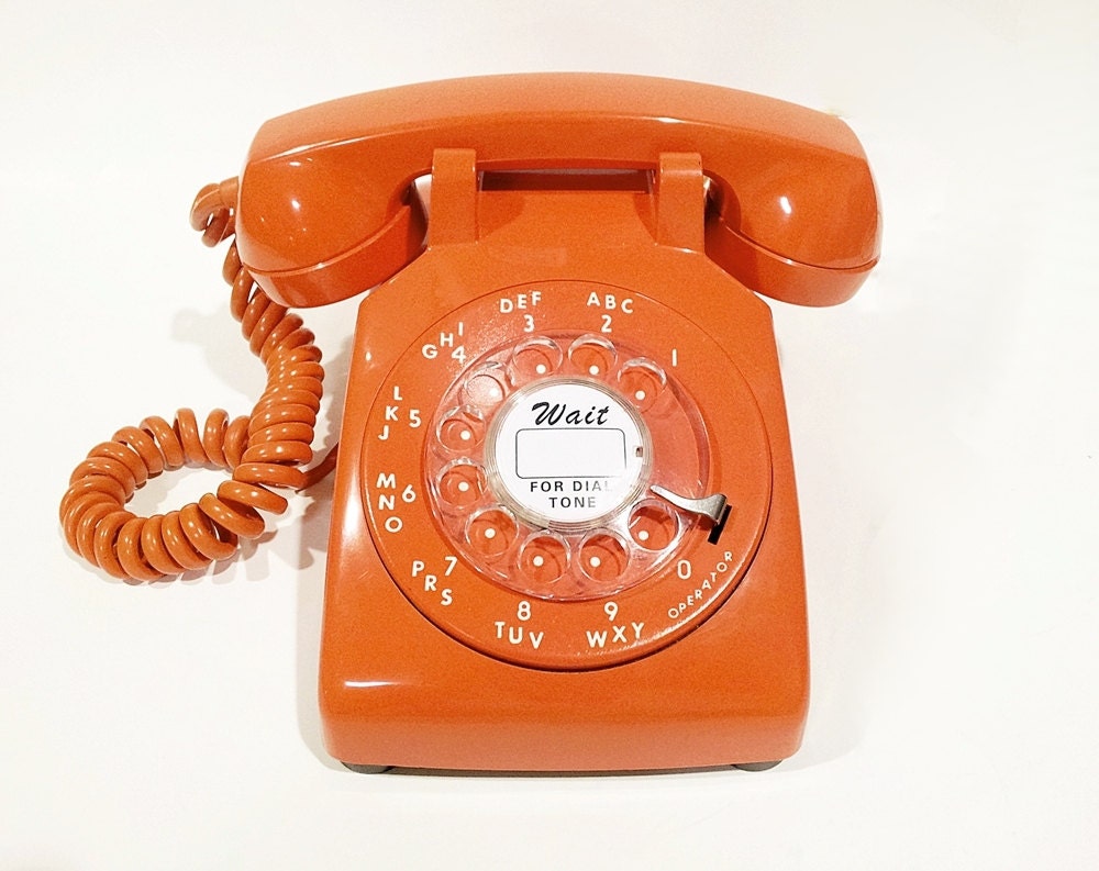 WORKING Orange Rotary Phone Working Telephone by TheRotaryShoppe