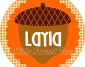 Thanksgiving acorn gingham girlie- personalized - digital image - Fall - Autumn Il_170x135