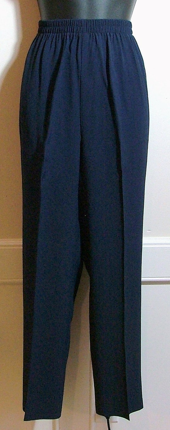 R & M RICHARDS Navy Blue Pants Suit Set 12 Petite 12P