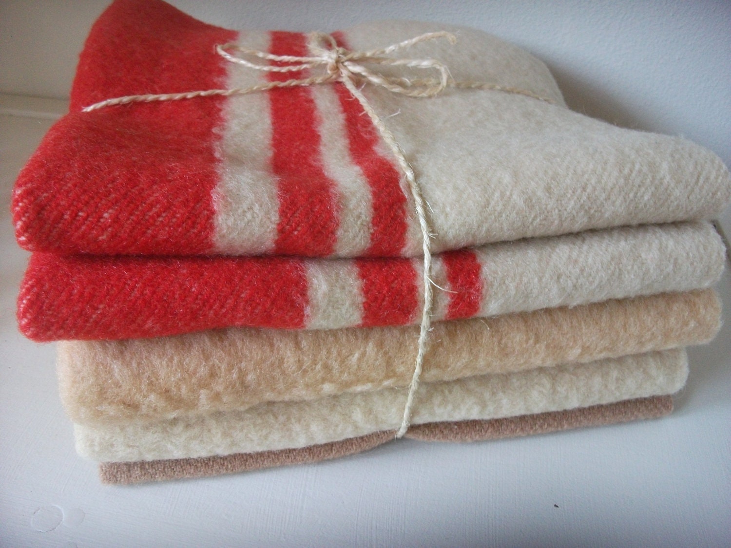 Vintage wool blanket pieces