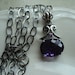 February Birthday Stone Oxydized Sterling Necklace Amethyst Crystal Pendant