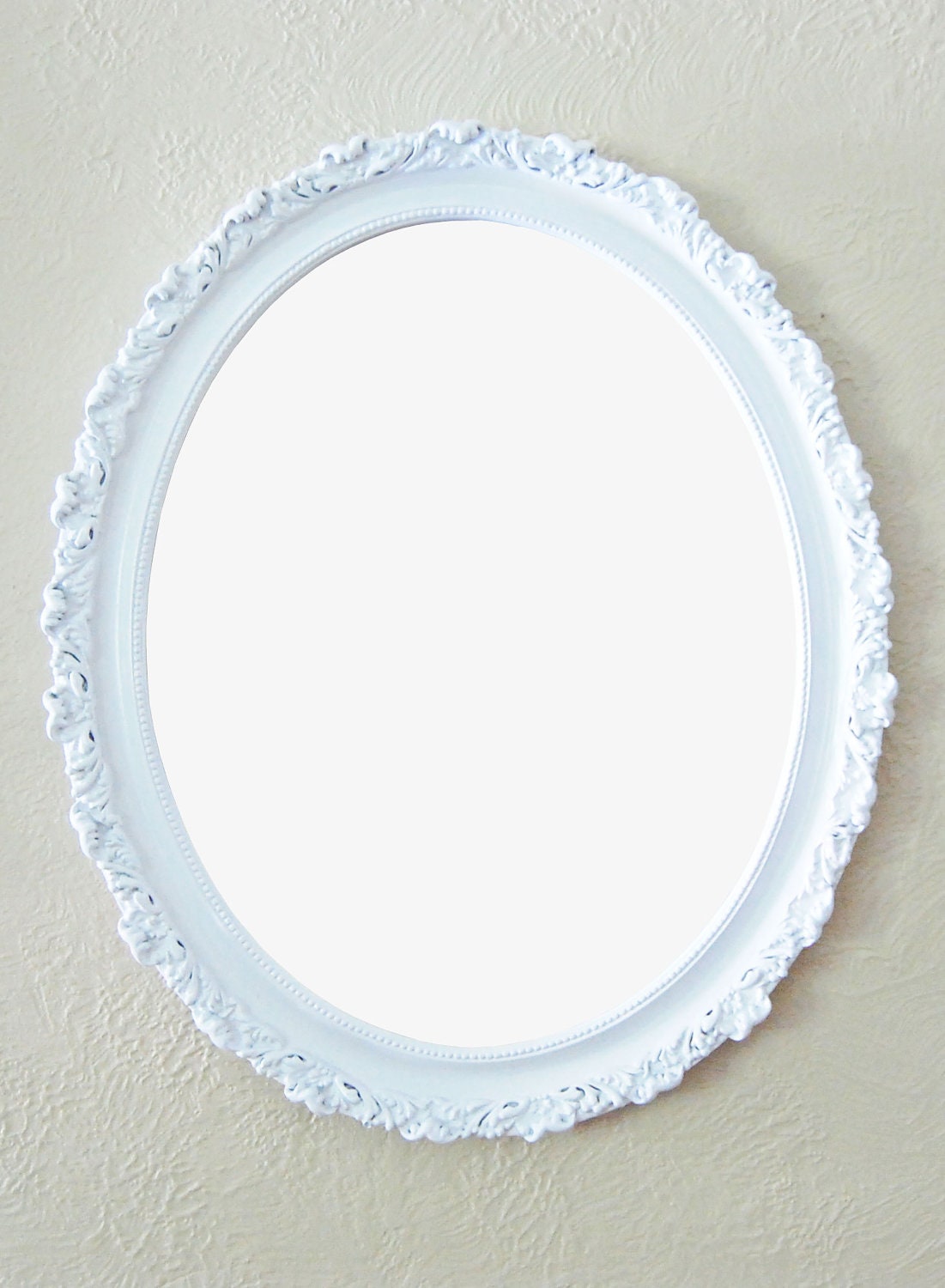 Vintage Ornate White Oval Mirror Frame by SongbyrdVintage on Etsy