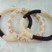 Set of three crocheted beaded bracelets - Brown and cream beaded bracelets ,Nepal roll on bracelets, Exclusive Collection