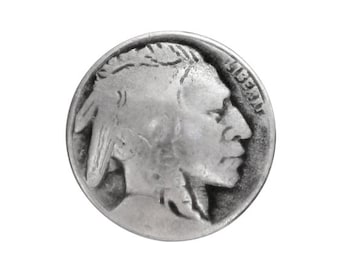 6 Indian Head 5/8 inch ( 15 mm ) Metal Buttons Silver Color