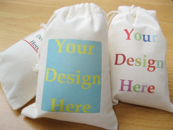 Custom Muslin Bag Fabric Gift Bags Drawstring Calico Bags Logo Printed ...