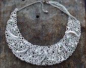 DANCING FISH Silver Plated Wire Wrapped Statement Bib Necklace/ Unusual Unique Elegant Chic Lacy Large Bridal Necklace. Made to order.