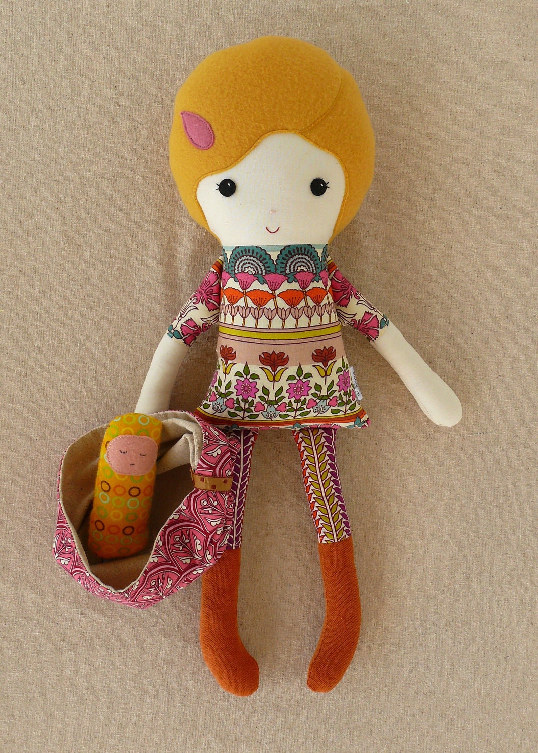 Fabric Doll Rag Doll Mother with Baby