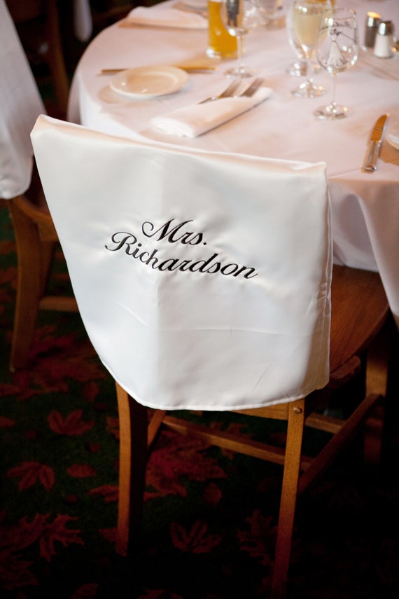 Items similar to Wedding Mr & Mrs Personalized Chair Covers on Etsy