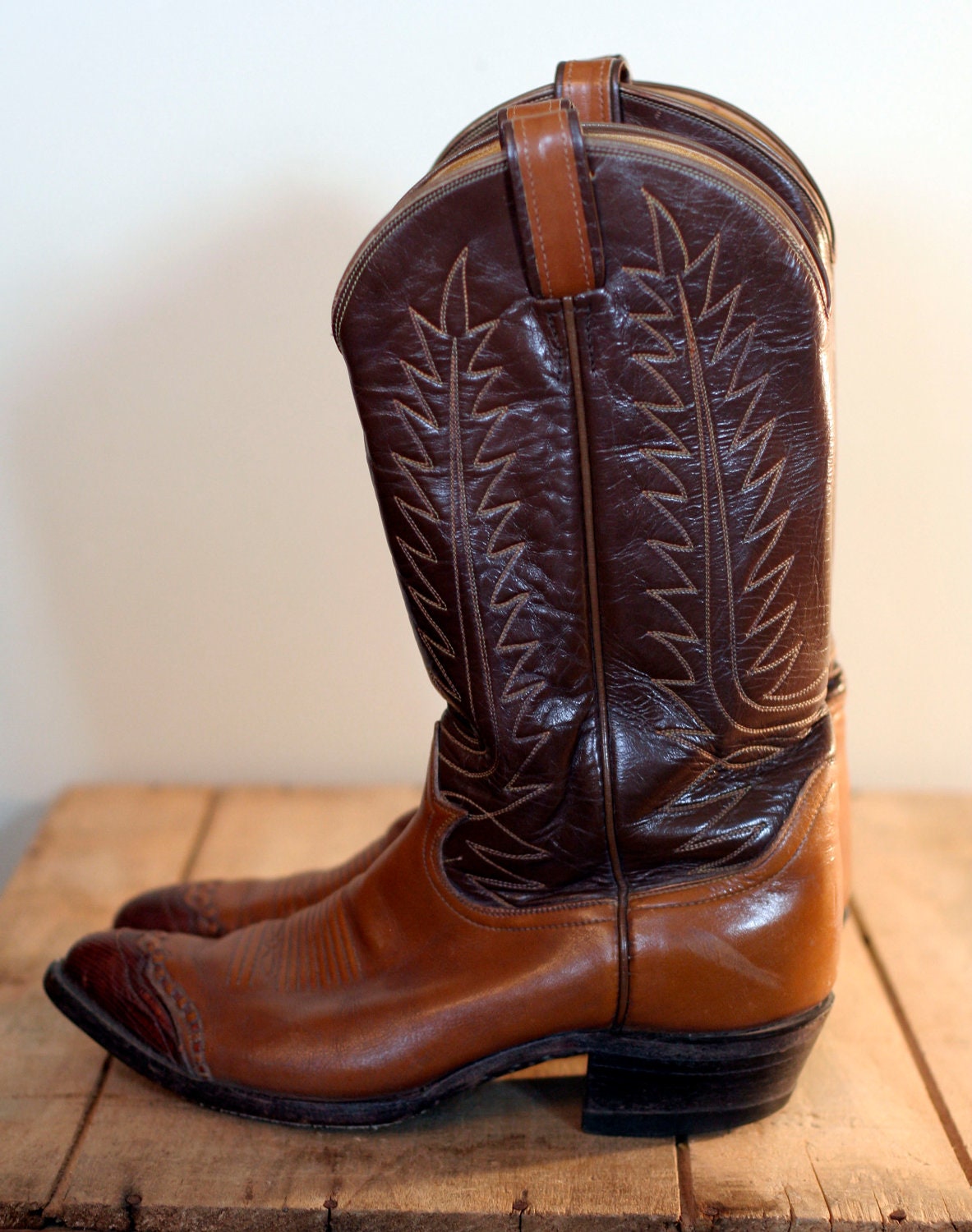 vintage mens tony lama cowboy boots size 8.5D