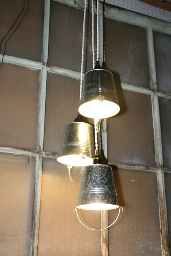 Items similar to 3 Bucket Pendant Light Chandelier Light Hanging