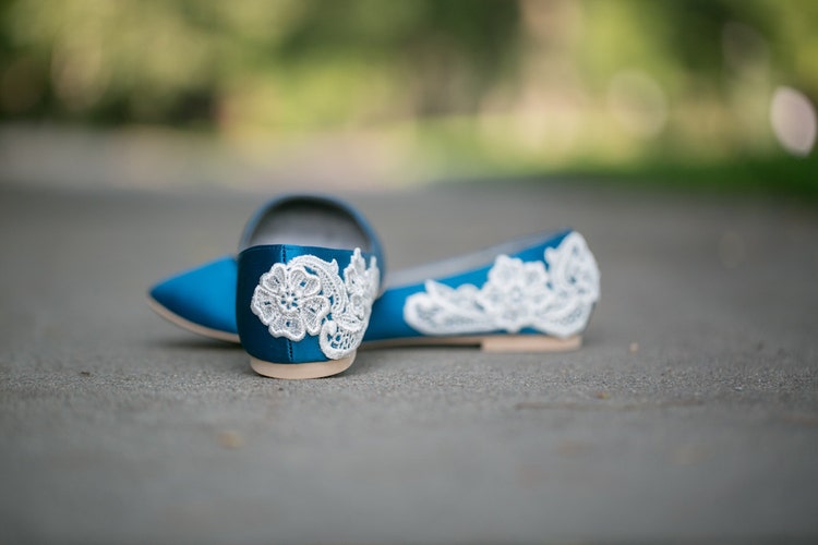 SALE Teal Blue Bridal Flats/ Teal Wedding Shoes by walkinonair