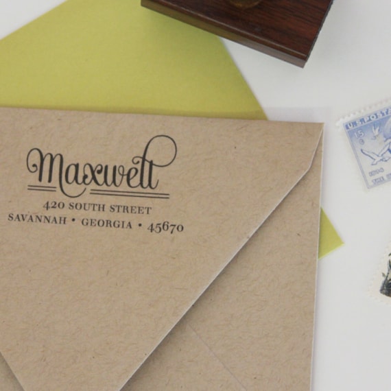 Custom Return Address Stamp MAXWELL by apdesignco on Etsy