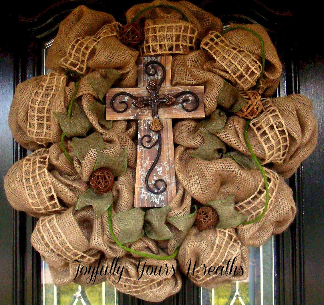 Burlap Cross Door Wreath