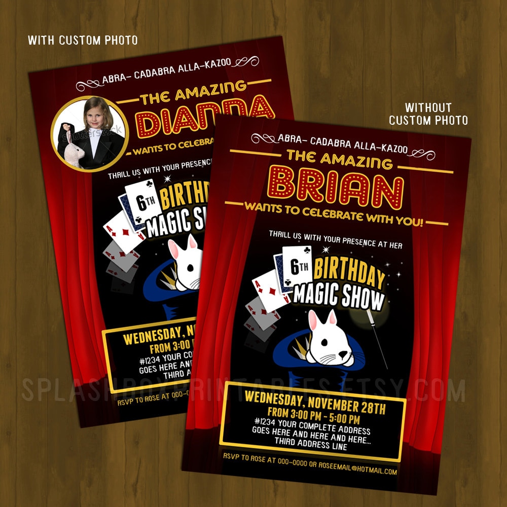 Magician Invitation Magic Show Party by SplashboxPrintables Magician Invitation Magic Show Party by SplashboxPrintables