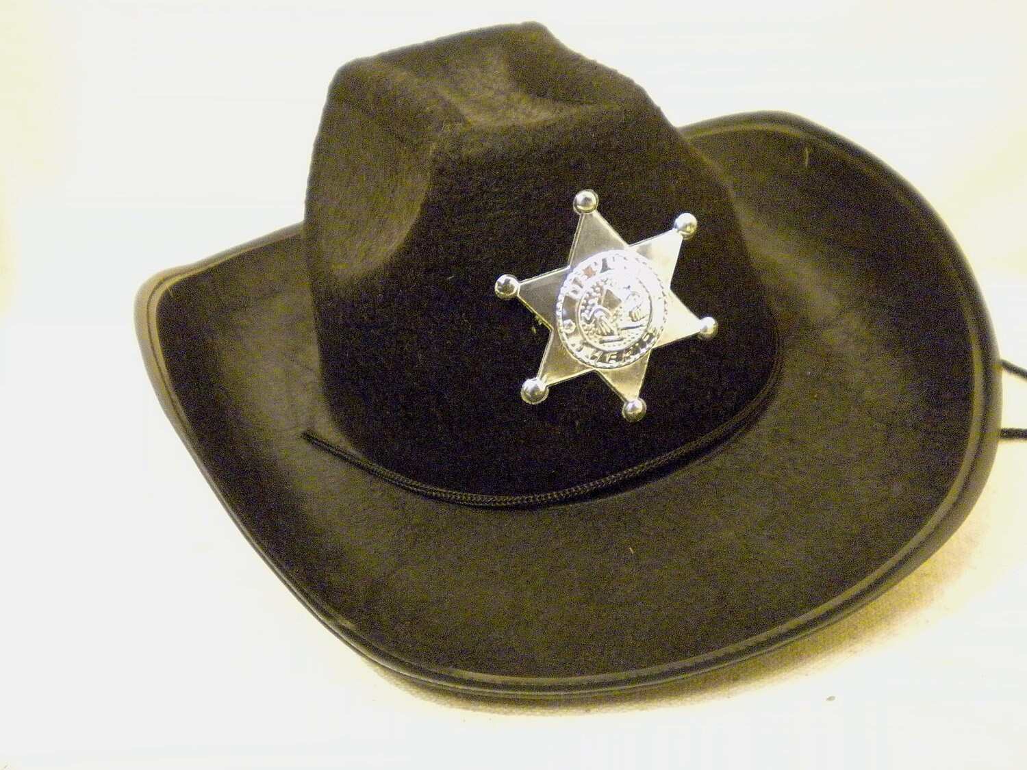 Black Cowboy Hat with Sheriff Badge Star