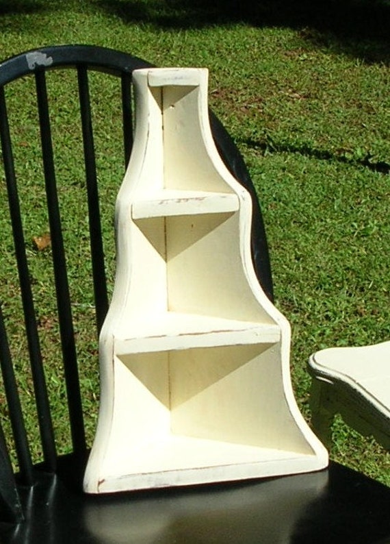 Shabby Chic Corner Shelf White Distressed Recycled