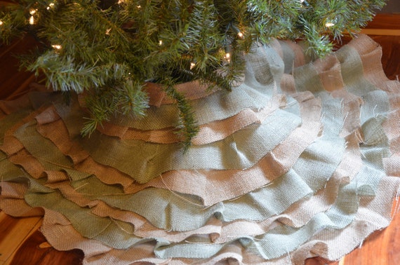 christmas tree skirt green and tan burlap ruffle rustic skirt christmas tree skirt green and tan burlap ruffle rustic skirt