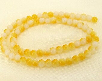 Charm Yellow Candy Jade Glass Gemstone Beads ---- 6mm ----about 70beads----about 16" in length