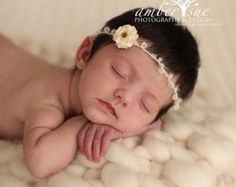 The Lily Tieback Baby Flower Headband, Newborn Headband, Baby Flower Headband, Baby Girl Flower Headband, Photography Prop