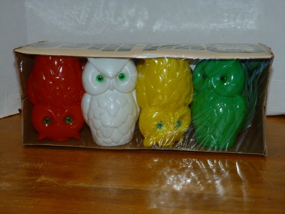 Vintage Blowmold Owl Lites Howell Outdoor Patio Camper Lights