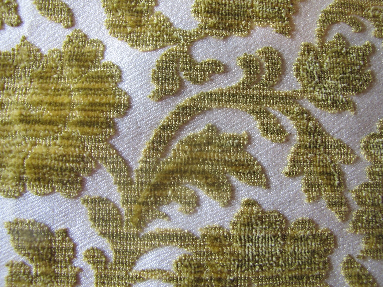 1970s Upholstery Fabric Green Floral Brocade Fabric Brocade