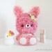 Bunny plush Kawaii amigurumi Collectibles pink fuzzy and white chick - Ready to Ship