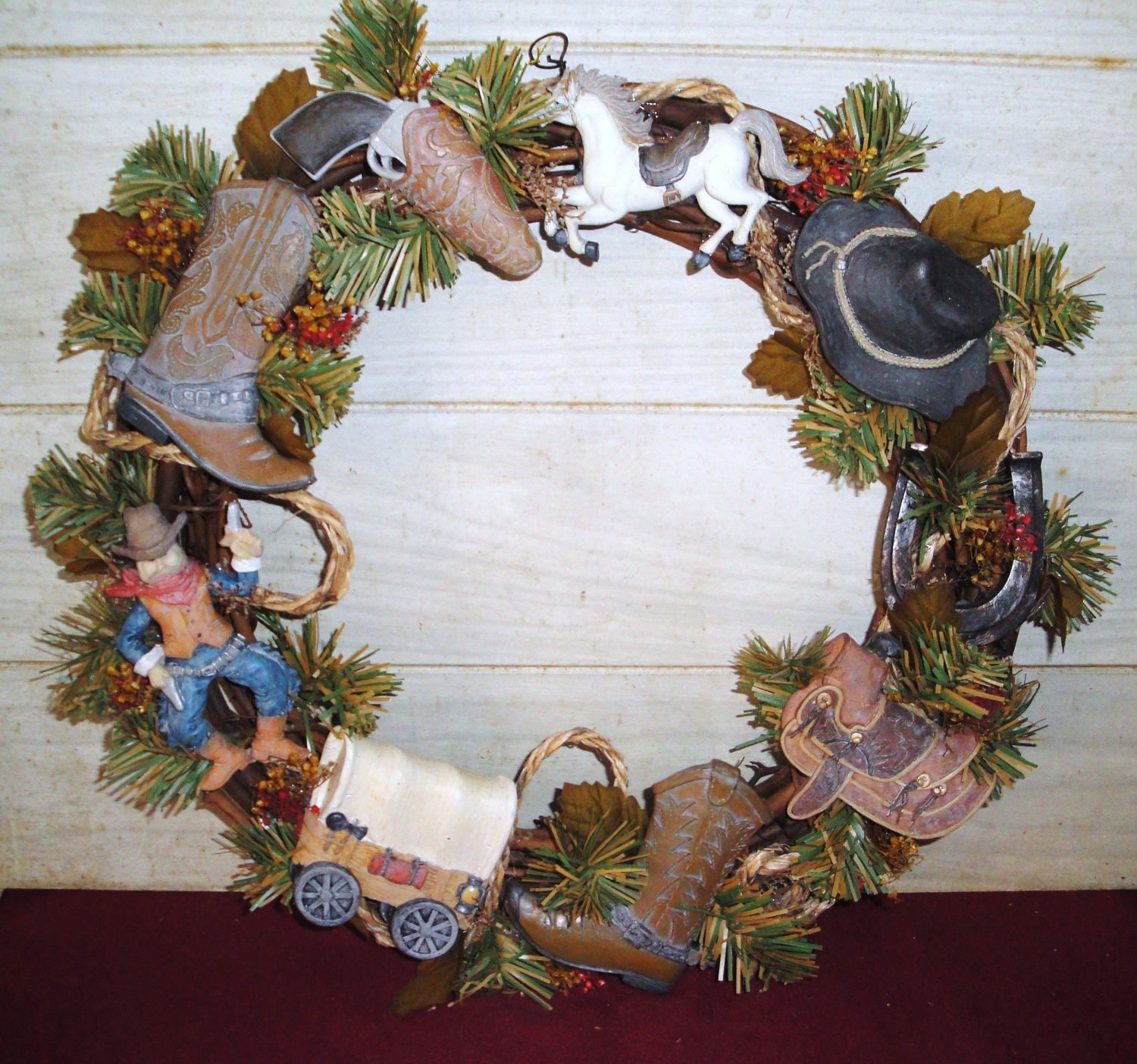Cowboy Christmas Western Wreath Home Decor Decorations