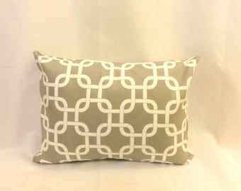 Decorative Lumbar Pillow Cover - 12 x 18 - Gray Gotcha Print - Zipper Closure - BOTH SIDES - Accent Pillow