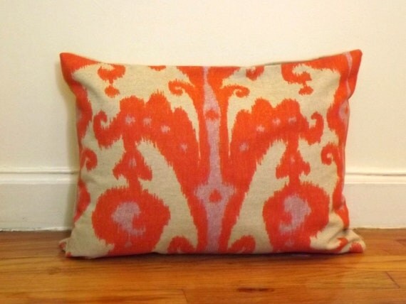 Firecracker Red Ikat Decorative Lumbar Pillow Cover 12 x 18