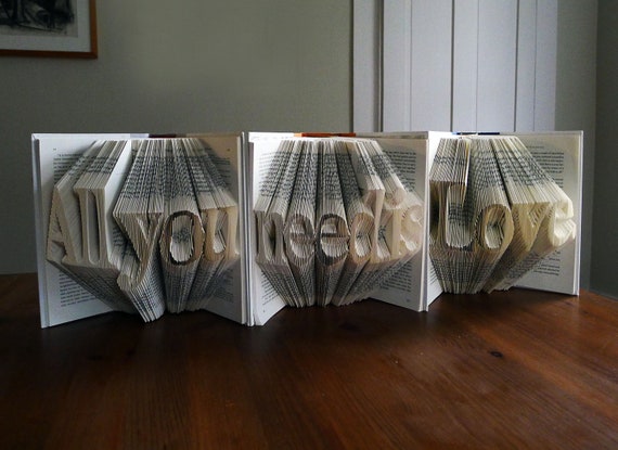 Gift for Book Lover - Folded Book Art - Custom Phrase - Inspirational Quote - Christmas  Home Decoration - Library  Books - Music