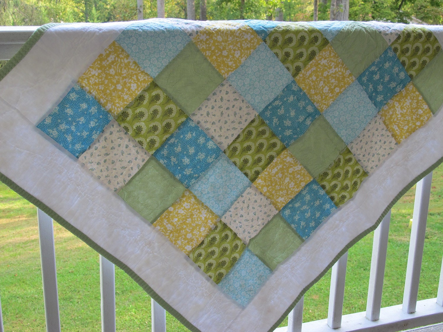 Hand Quilted Throw picnic blanket Travel quilt beach mat