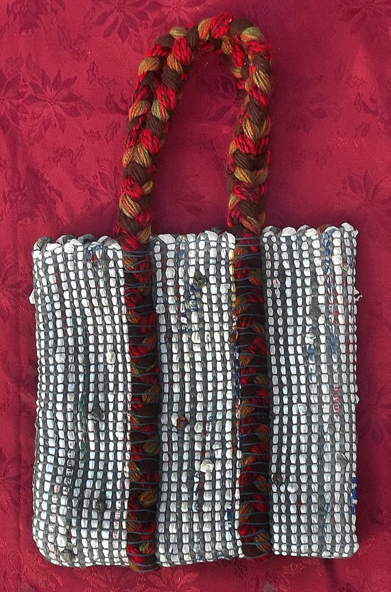 Hand-woven, upcycled plarn purse or market tote: Spiced Chocolate or Autumn Harvest