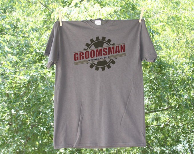 Cog Groomsman Wedding Party Shirt with Date